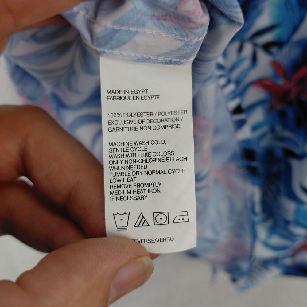 IZOD Saltwater Hawaiian Shirt Mens XL Tall Blue Floral Short Sleeve Graphic AOP - Picture 10 of 10